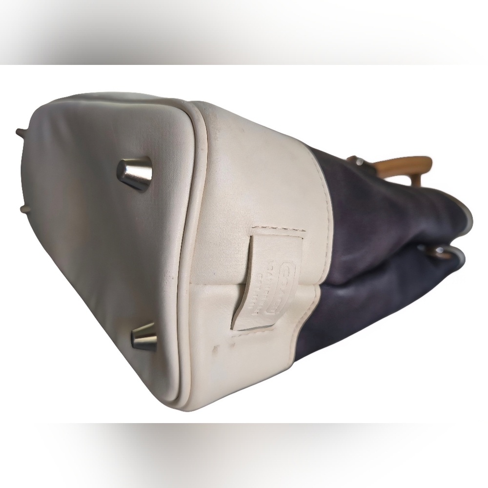 Navy and Tan Structured Tote Bag - Picture 7 of 16